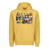 Antique Gold cartoon characters coffee cups Premium Hoodie - Zillion Design Studio