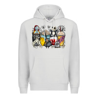 Dove Grey cartoon characters coffee cups Premium Hoodie - Zillion Design Studio