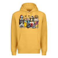 Mustard cartoon characters coffee cups Premium Hoodie - Zillion Design Studio