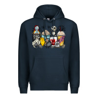 Navy cartoon characters coffee cups Premium Hoodie - Zillion Design Studio