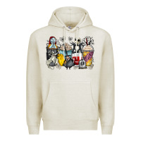 Oatmeal Heather cartoon characters coffee cups Premium Hoodie - Zillion Design Studio