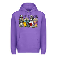 Purple cartoon characters coffee cups Premium Hoodie - Zillion Design Studio