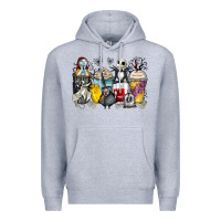 Heather Grey cartoon characters coffee cups Premium Hoodie - Zillion Design Studio