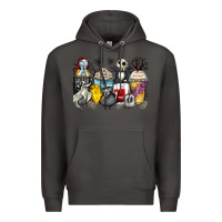 Smoke cartoon characters coffee cups Premium Hoodie - Zillion Design Studio