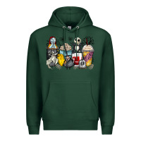 Sports Green cartoon characters coffee cups Premium Hoodie - Zillion Design Studio