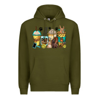 Army Green pet groomer coffee cups Premium Hoodie - Zillion Design Studio