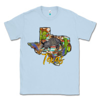 Dusty Blue texas map armadillo Classic Tee - BarkalooDesign