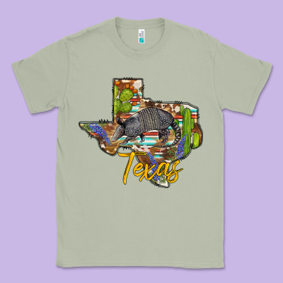 Texas Map Armadillo Classic Tee Designed By Barkaloodesign