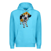 Ocean Blue heifer cow Premium Hoodie - RanaPortraitStore