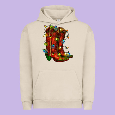 Christmas Western Boots With Lights Urban Hoodie Designed By Ranaportraitstore