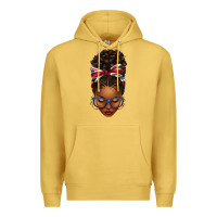 Antique Gold union jack flag afro messy bun Premium Hoodie - texasbilliewilder