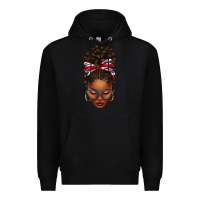 Black union jack flag afro messy bun Premium Hoodie - texasbilliewilder