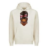 Oatmeal Heather union jack flag afro messy bun Premium Hoodie - texasbilliewilder