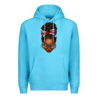 Ocean Blue union jack flag afro messy bun Premium Hoodie - texasbilliewilder