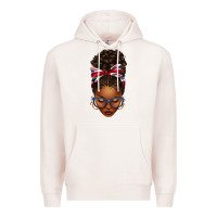 Pale Pink union jack flag afro messy bun Premium Hoodie - texasbilliewilder