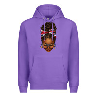 Purple union jack flag afro messy bun Premium Hoodie - texasbilliewilder