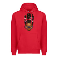 Red union jack flag afro messy bun Premium Hoodie - texasbilliewilder