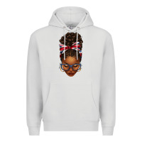 Dove Grey union jack flag afro messy bun Premium Hoodie - texasbilliewilder