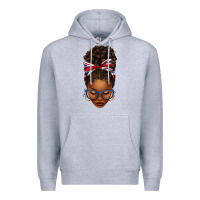 Heather Grey union jack flag afro messy bun Premium Hoodie - texasbilliewilder