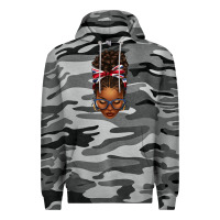 Slate Camo union jack flag afro messy bun Premium Hoodie - texasbilliewilder