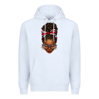 White union jack flag afro messy bun Premium Hoodie - texasbilliewilder