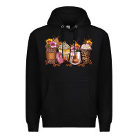Black leopard rose glitter flowers coffee cups Premium Hoodie - Zillion Design Studio