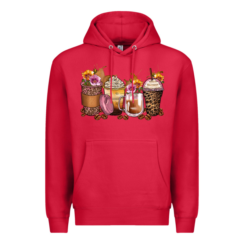 Leopard Rose Glitter Flowers Coffee Cups Premium Hoodie by Zillion Design Studio | Teevron