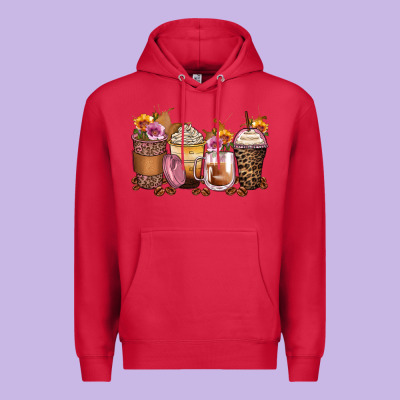 Leopard Rose Glitter Flowers Coffee Cups Premium Hoodie Designed By Zillion Design Studio