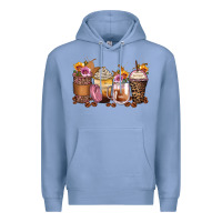 Colony Blue leopard rose glitter flowers coffee cups Premium Hoodie - Zillion Design Studio