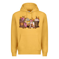 Mustard leopard rose glitter flowers coffee cups Premium Hoodie - Zillion Design Studio