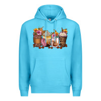 Ocean Blue leopard rose glitter flowers coffee cups Premium Hoodie - Zillion Design Studio
