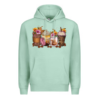 Seafoam leopard rose glitter flowers coffee cups Premium Hoodie - Zillion Design Studio