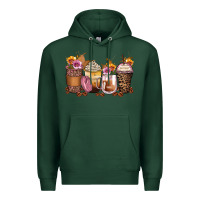 Sports Green leopard rose glitter flowers coffee cups Premium Hoodie - Zillion Design Studio