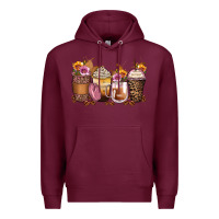 Burgundy leopard rose glitter flowers coffee cups Premium Hoodie - Zillion Design Studio