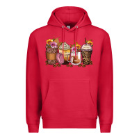 Cardinal leopard rose glitter flowers coffee cups Premium Hoodie - Zillion Design Studio