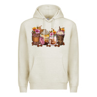 Oatmeal Heather leopard rose glitter flowers coffee cups Premium Hoodie - Zillion Design Studio