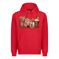 Red leopard rose glitter flowers coffee cups Premium Hoodie - Zillion Design Studio