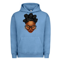 Pigment Pebble Blue afro woman with bantu knots Urban Hoodie - texasbilliewilder
