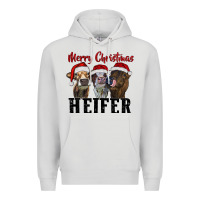 Dove Grey merry christmas heifer Premium Hoodie - RanaPortraitStore