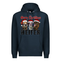 Navy merry christmas heifer Premium Hoodie - RanaPortraitStore