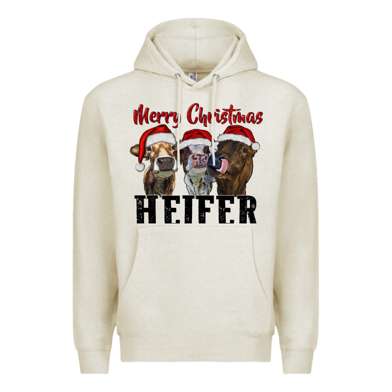 Merry Christmas Heifer Premium Hoodie by RanaPortraitStore | Teevron