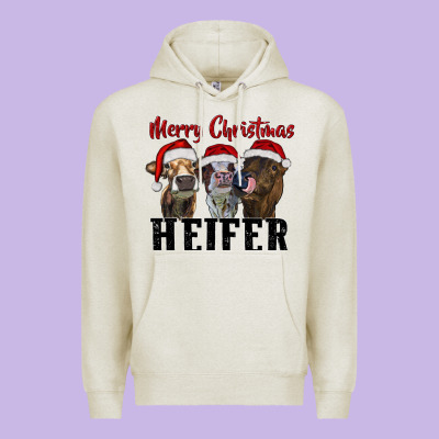 Merry Christmas Heifer Premium Hoodie Designed By Ranaportraitstore