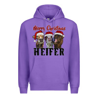 Purple merry christmas heifer Premium Hoodie - RanaPortraitStore