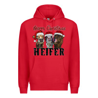 Red merry christmas heifer Premium Hoodie - RanaPortraitStore