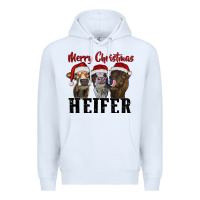 White merry christmas heifer Premium Hoodie - RanaPortraitStore