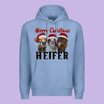 Merry Christmas Heifer Premium Hoodie Designed By Ranaportraitstore
