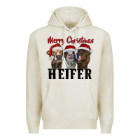 Oatmeal Heather merry christmas heifer Premium Hoodie - RanaPortraitStore