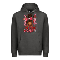 Charcoal Heather one loved cna afro messy bun Premium Hoodie - texasbilliewilder