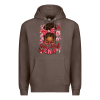 Coffee one loved cna afro messy bun Premium Hoodie - texasbilliewilder