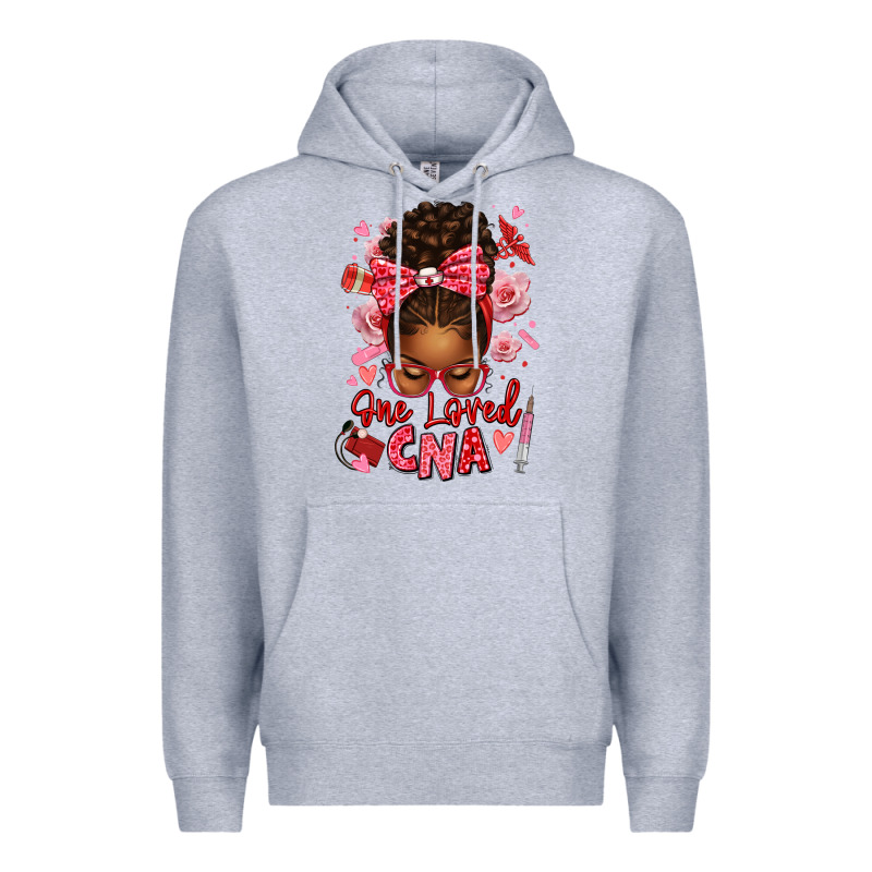 One Loved Cna Afro Messy Bun Premium Hoodie by texasbilliewilder | Teevron